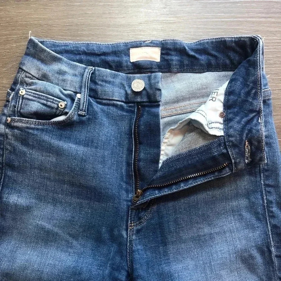 MOTHER High Waisted Looker Ankle Fray Denim Jeans One Smart Cookie Size 23 - Picture 7 of 16